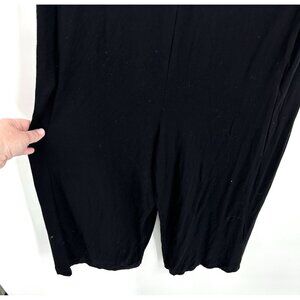 EILEEN FISHER jumpsuit jumper cropped wide leg knit pockets v neck black SMALL